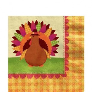 Happy Thanksgiving Pilgrim Turkey Paper Napkin